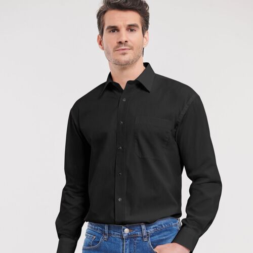 Long sleeve pure cotton easycare poplin shirt Thumbnail